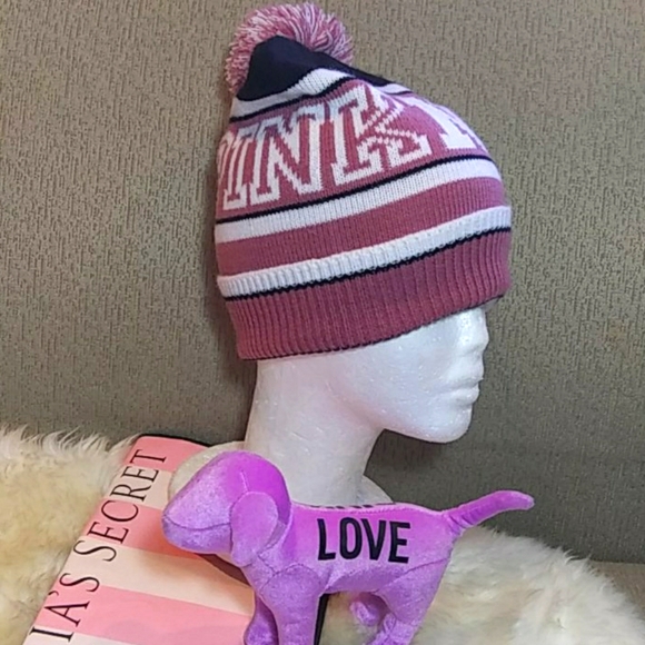 Pink Victoria Secret pom pom beanie - Picture 2 of 8